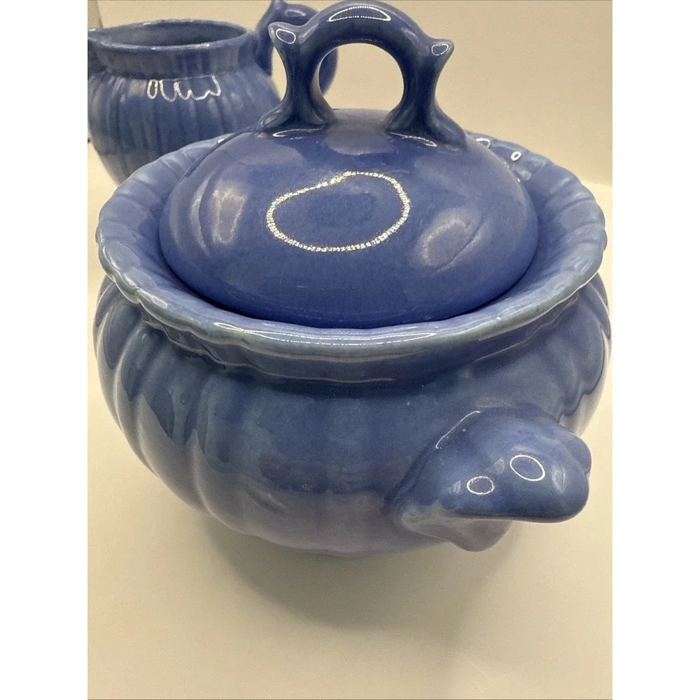 Stangl Pottery Cream And Sugar Set‎ Colonial Blue MCM Vintage